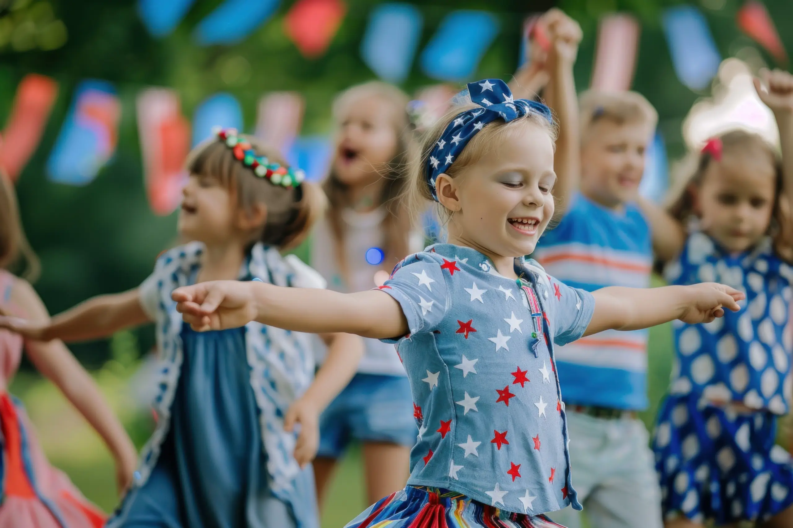 Holiday event childcare with kids engaged in festive activities